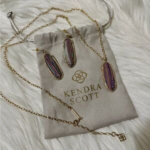 Kendra Scott Gold Layla Rainbow Casilica Set - Pendant & Earrings